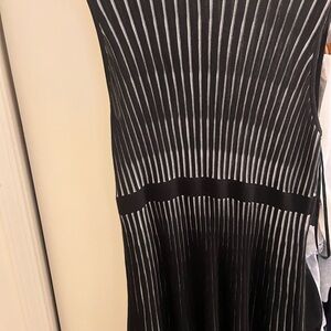 Calvin Klein Black and White Striped Sleeveless Knit Dress